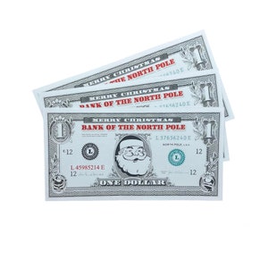 12 x Nordpol Banknoten Santa's Geld Neuheit Geschenk Spielzeug Lost Wallet One Dollar