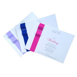 10 x A6 Ribbon Personalised Wedding/Evening Invitations including Envelopes save the date Thank you