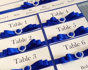 DIY Luxury Wedding Table Plan Seating Plan Ribbon Pearl Heart Any Colour A2 A1