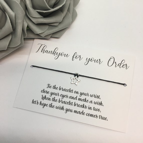 Wish Bracelets Thank You for Your Order Customer Business Bulk