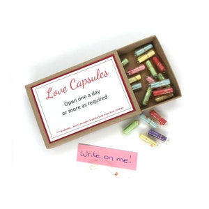 Love Capsules Happy Pills Novelty Gift Message Love Notes Inspiring Quotes Valentines Gift For Him Her
