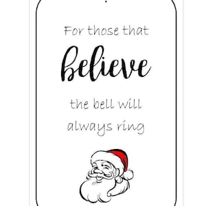 10 x Santa Believe Bell Tagi Wigilia Magia Etykiety Zbiórka funduszy Festyny Polar