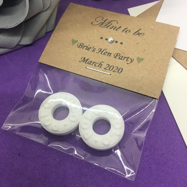 10 x DIY Personalised Mint to Be Wedding Favours Bags and Toppers Thank You Gift Engagement Retiremints