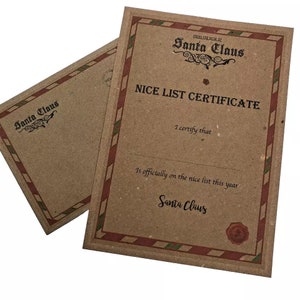 20 x certificat belle liste du père Noël et lot de travaux de réveillon de Noël de l'enveloppe Revente