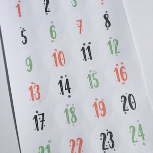 24 X Countdown Advent Calendar Sleeps Till Christmas Round Stickers