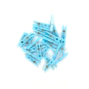 24 petites pinces bleu clair pour embellissements avec pinces pour cartes, miniatures miniatures