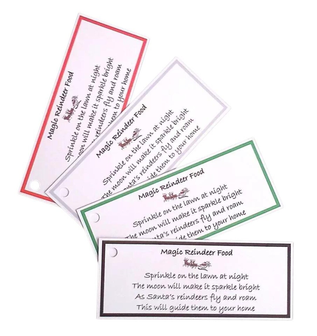 Magic Notes Tags 10 X Magic Reindeer Food Tags Labels Christmas Magic Novelty Xmas Eve ...