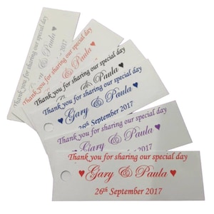 10 x Personalisierte Hochzeitsbevorzugung Tags Danke Taufgeschenk-Etiketten