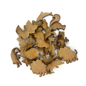 20 x Mixed Farm Animals Wood Craft Embellishments Laser Cut Shape Safari MDF Assorted
