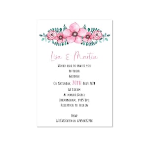 Invitaciones de boda RSVP Guardar la fecha Orden de servicio Lugar tarjetas Floral Rosa