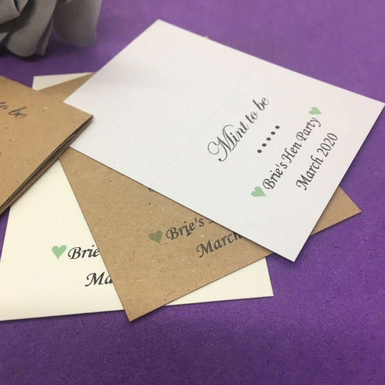 10 x DIY Personalised Mint to Be Wedding Favours Bags and Toppers Thank You Gift Engagement Retiremints