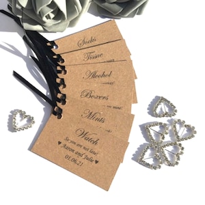 6 x Kit di sopravvivenza personalizzato per lo sposo Tag Marito di nozze per essere regalo Novità