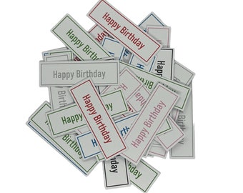 50 x Happy Birthday Mixed Colourful Card Sentiment Toppers Craft Embellishments