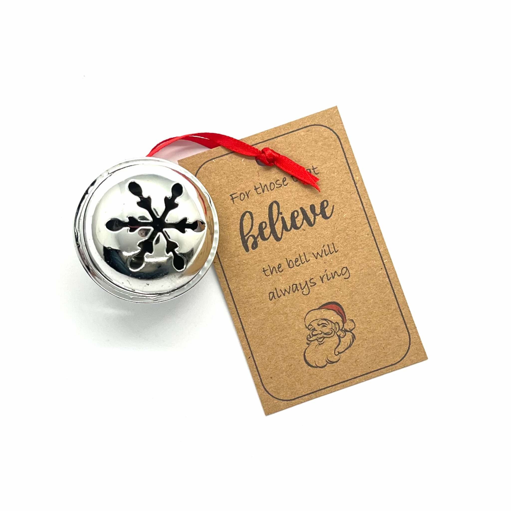 40mm Silver Santa Believe Jingle Bell Polar Express Metal