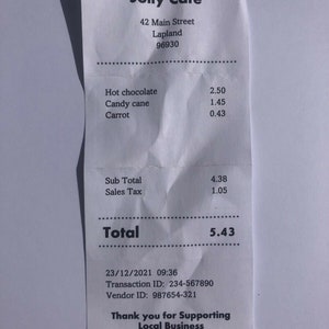 Santa's Lost Cafe Receipt Wallet Novelty Christmas Eve Gift Keepsake