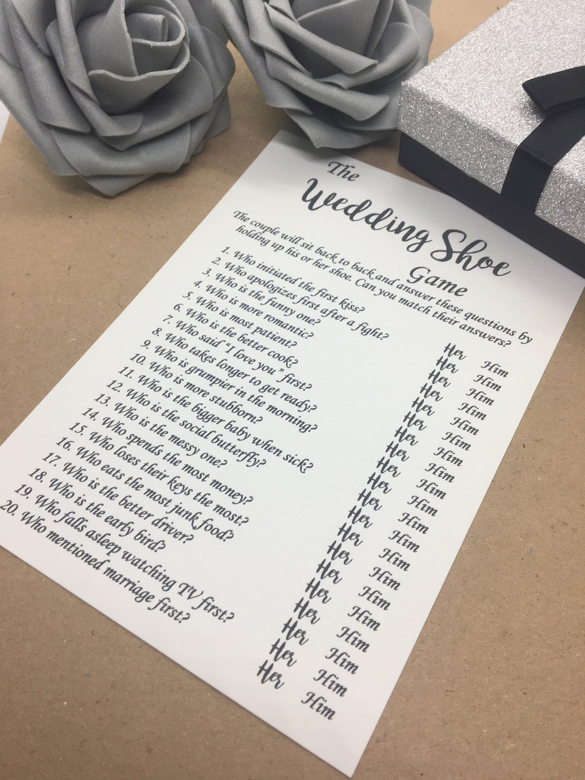 The Wedding Shoe Game Quiz for the Bride and Groom Fun | Etsy