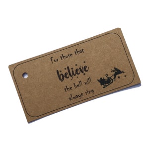 10 x Santa Believe Bell Tagi Wigilia Magia Etykiety Zbiórka funduszy Festyny Polar
