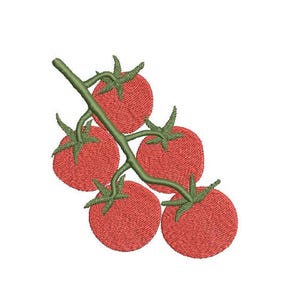 Tomato Embroidery Design: Realistic Red Vine, Machine Embroidery (Digital Download)