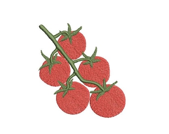 Tomato Embroidery Design: Realistic Red Vine, Machine Embroidery (Digital Download)