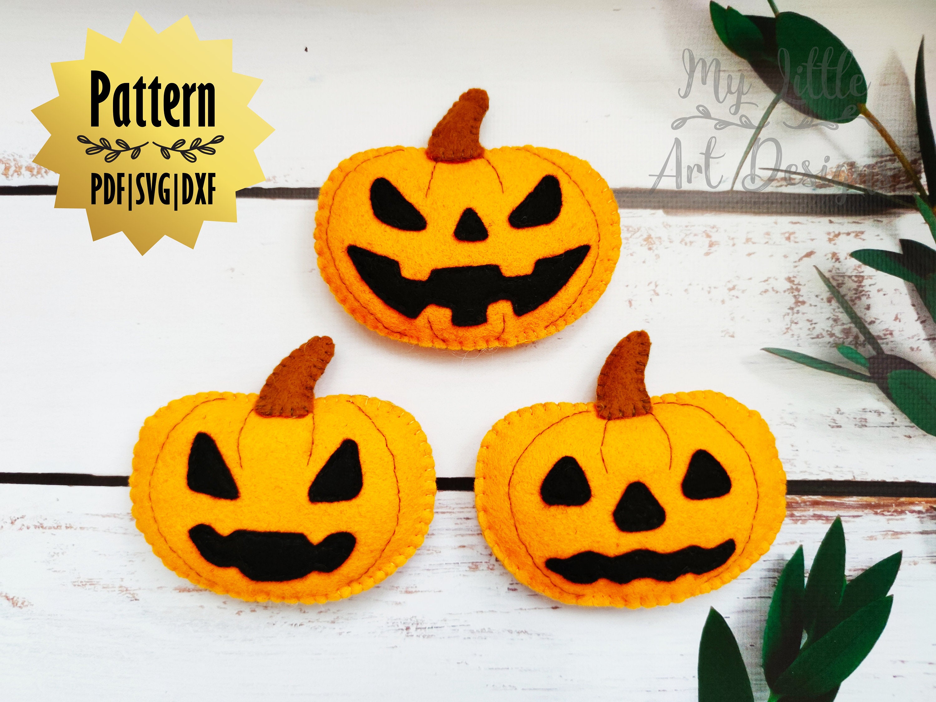 Halloween Pumpkins Felt Pattern Pumpkins Machine Cut Felt Etsy