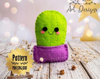 Patrón de costura de fieltro de suculentas compatible con Cricut y Silhouette (plantillas digitales SVG, PDF, DXF)