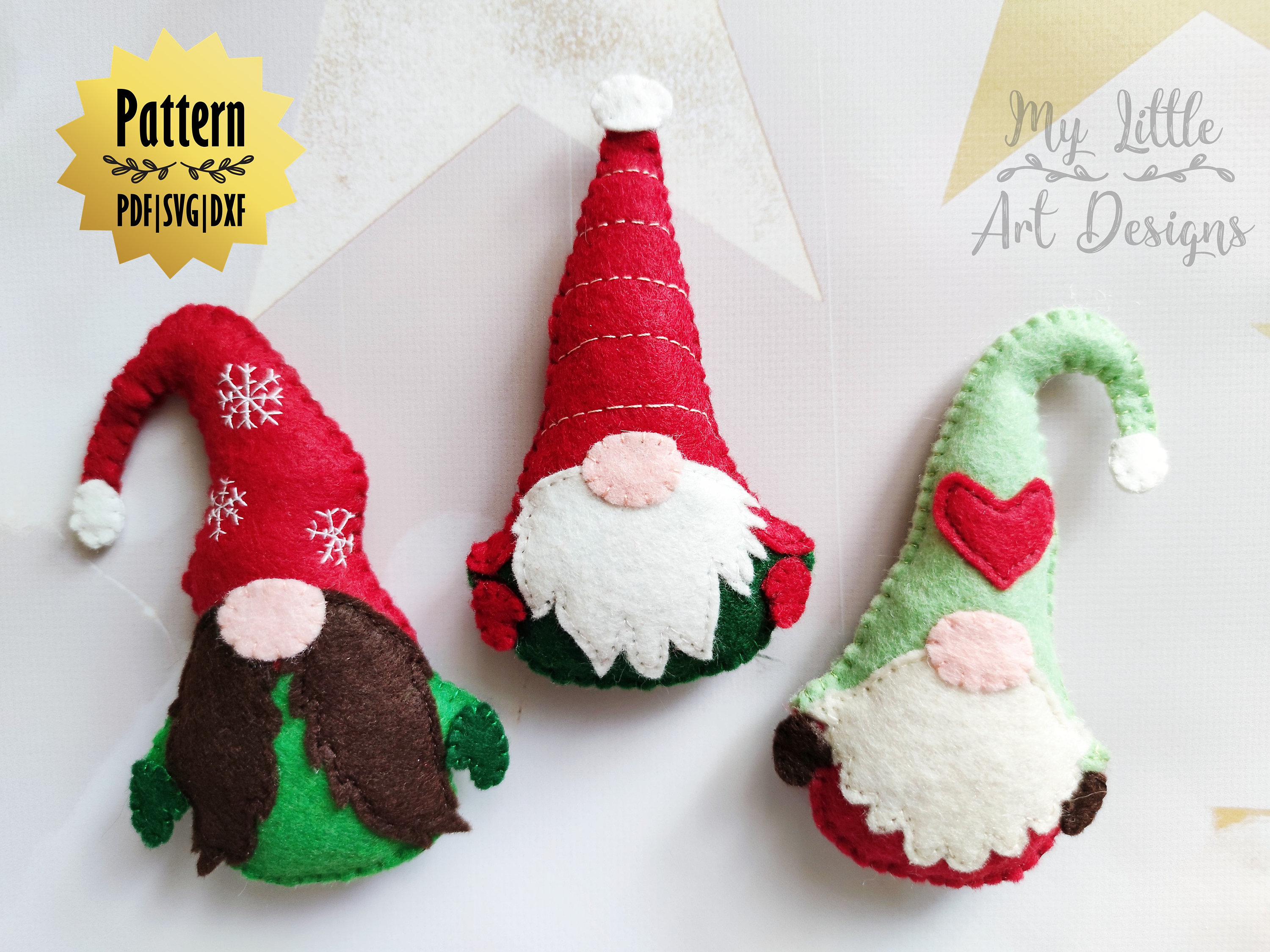 Christmas Gnome Felt Pattern Bundle With SVG PDF DXF Files for Cutting ...