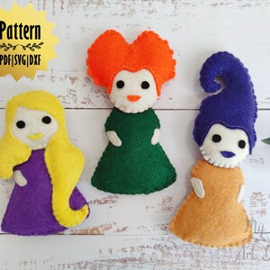 Witch Sisters Felt Pattern Bundle with SVG PDF DXF Files for Spooky Decor