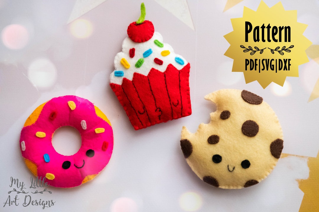 Cupcake, Donut, Cookie Felt Pattern Bundle, Cupcake Machine Cut, Felt ...