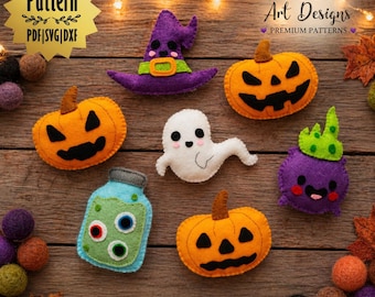 Halloween Filzmuster Bundle mit SVG PDF DXF Dateien für gruselige Kinderzimmer Dekoration