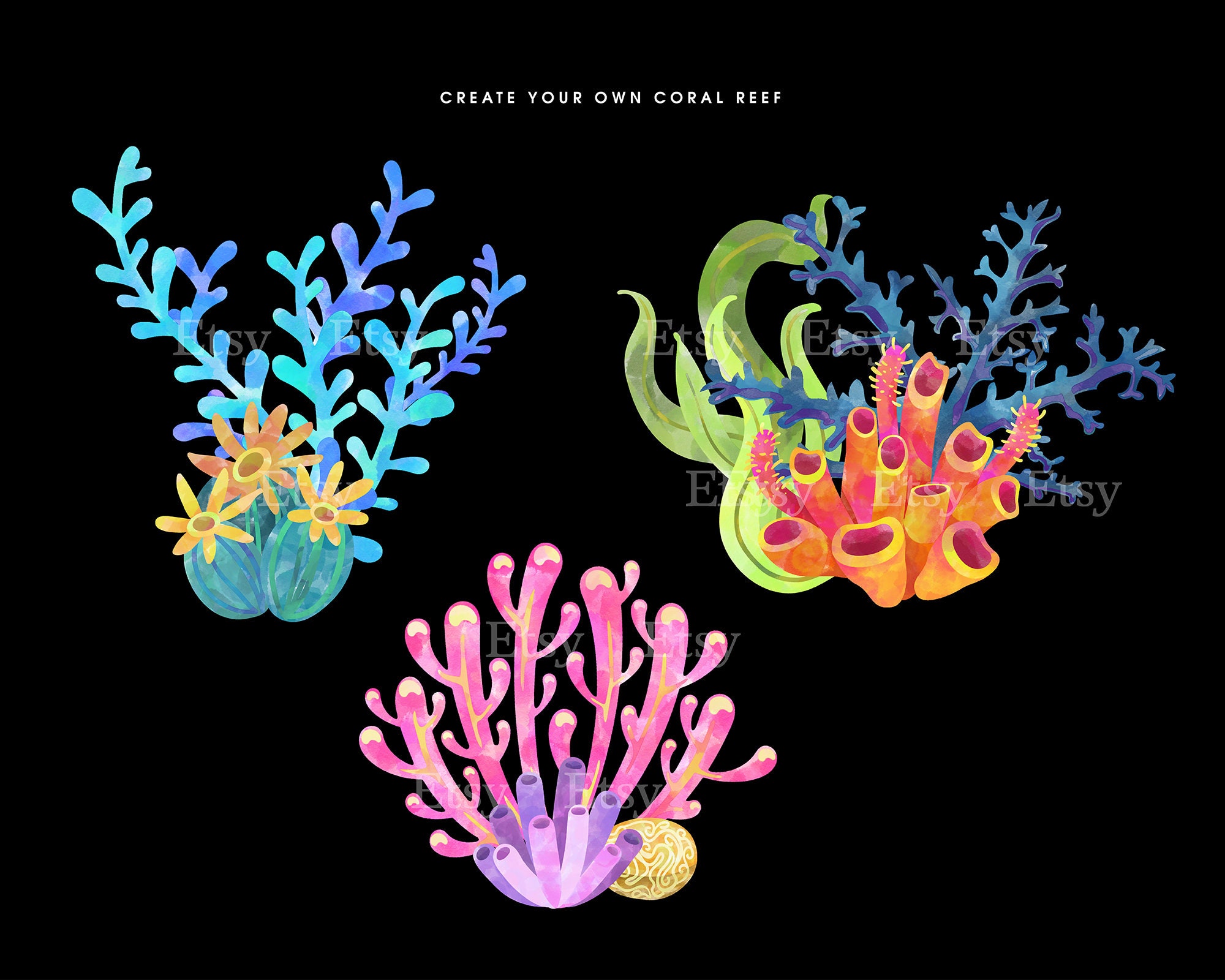 Coral Foil Splashes Clip Art Pack Commercial Use Instant Download