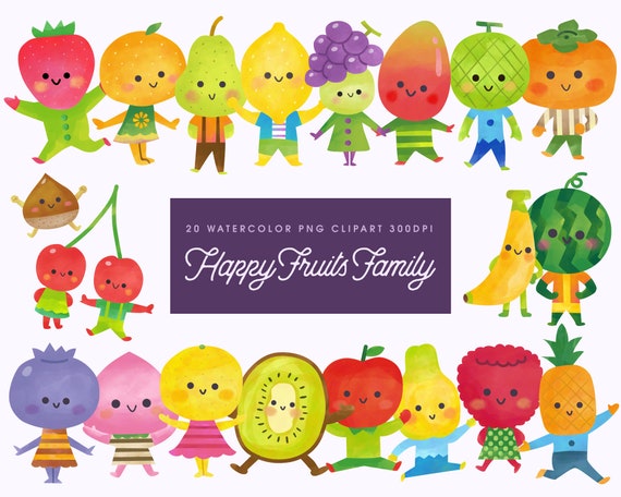Watercolor Fruits Clipart Commercial Use Watercolor Super Etsy