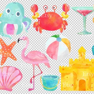 watercolor summer beach clipart