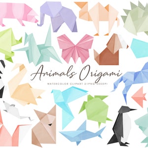 Aquarell Tier Origami Clipart ⊛ Kommerzielle Nutzung Aquarell Clipart Origami Clipart Papier Kranich Clipart Digital Clipart Digital Printable
