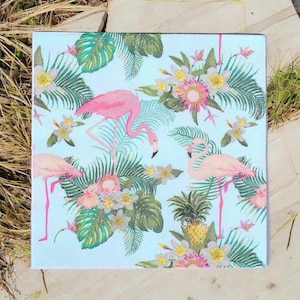 Tropical Flamingos Napkin Decoupage Crafts Scrapbooking 6.5x6.5 (2 Count)