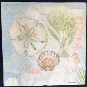 Sand Dollar Napkin for Decoupage Crafts Scrapbooking Approx 6.5”x6.5” (2 Count)