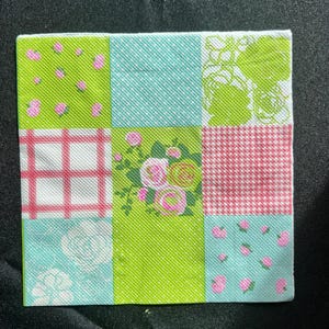 Colorful Floral Blocks Napkin for Decoupage Crafts Scrapbooking Approx 6.5”x6.5” (2 Count)