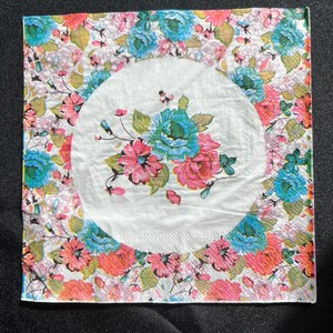 Multi Color Floral Napkin for Decoupage Crafts Scrapbooking Approx 6.5”x6.5” (2 Count)