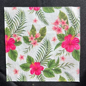 Tropical Hibiscus Napkin for Decoupage Crafts Scrapbooking Approx 6.5”x6.5” (2 Count)