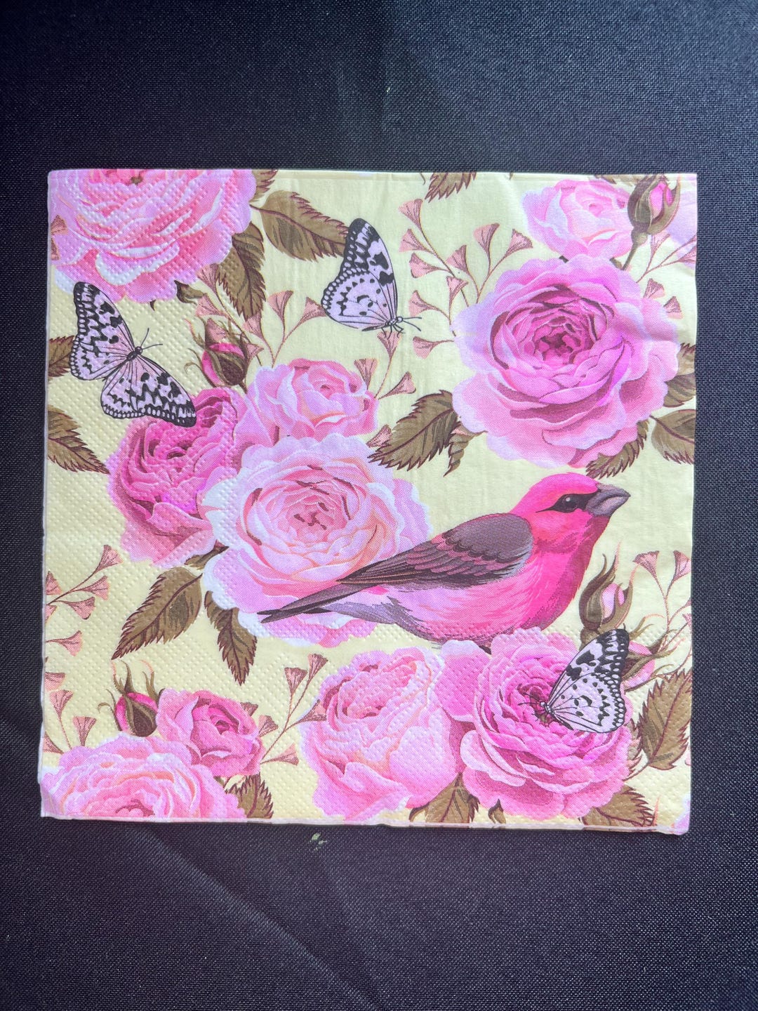 Pink Bird Roses Butterfly Napkin for Decoupage Crafts Scrapbooking ...
