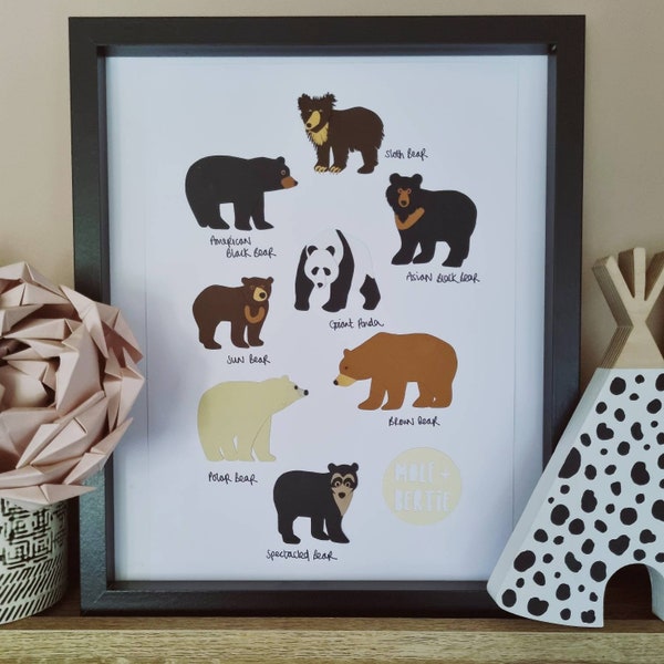 Handmade Paper Cut Bear Artwork - Original Paper Piece - Handmade Paper Animals - Bears of the World