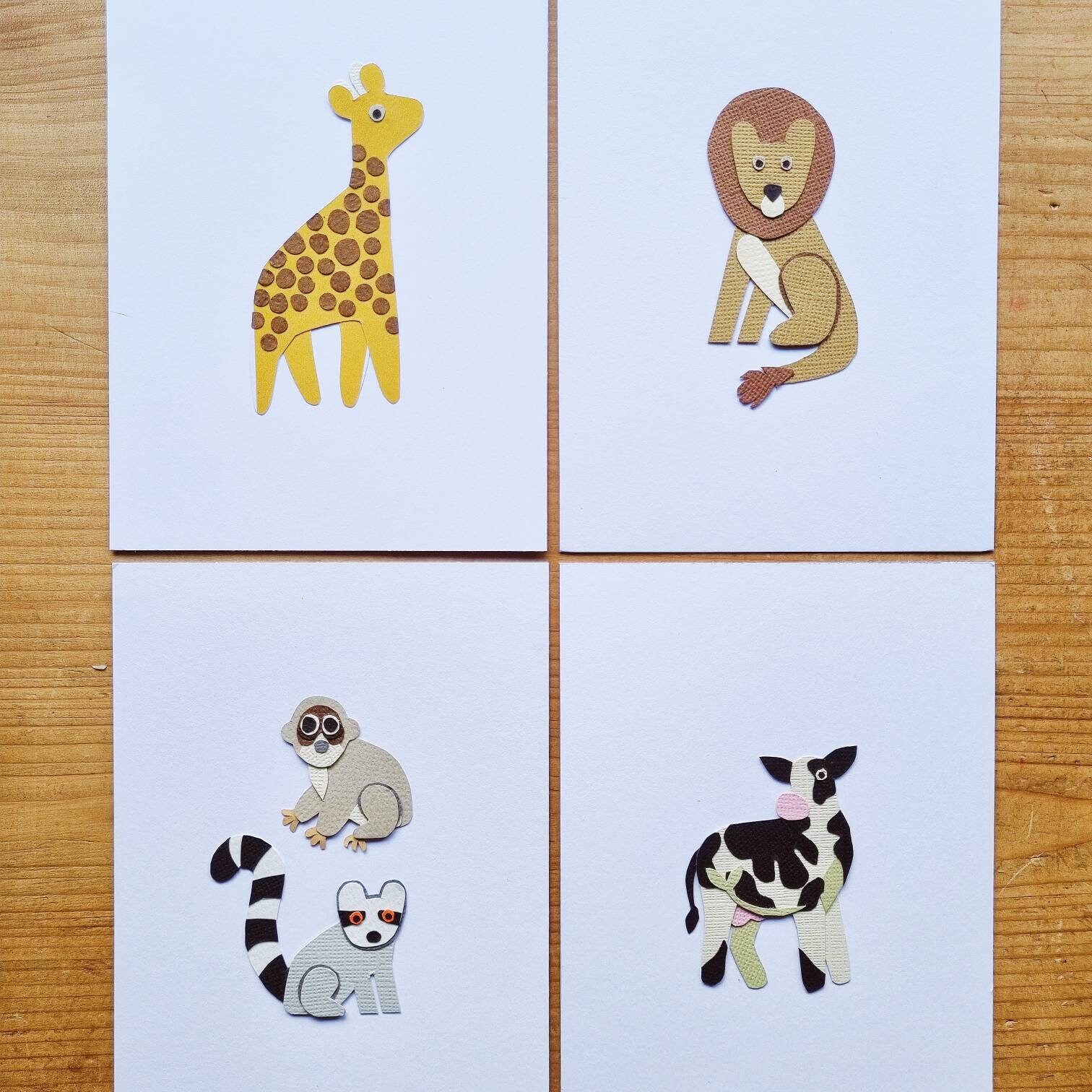 Animal Illustrations Handmade Paper Animals Original Paper Etsy