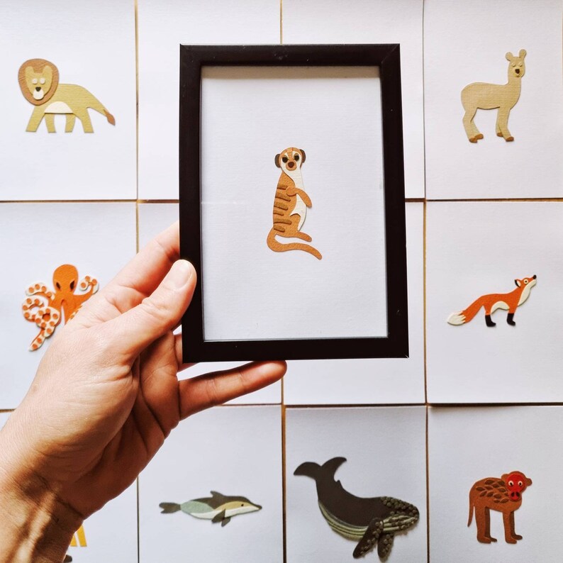 Animal Illustrations Handmade Paper Animals Original Paper Etsy