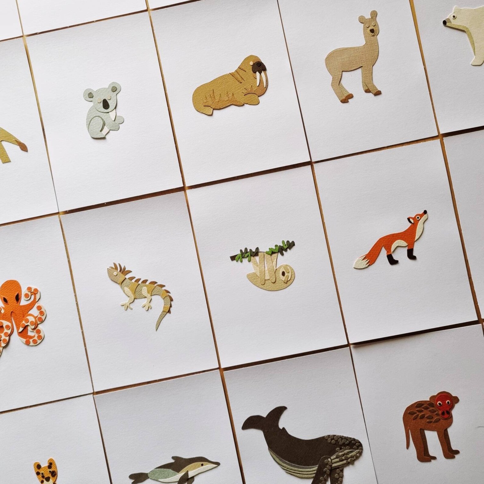 Animal Illustrations Handmade Paper Animals Original Paper Etsy