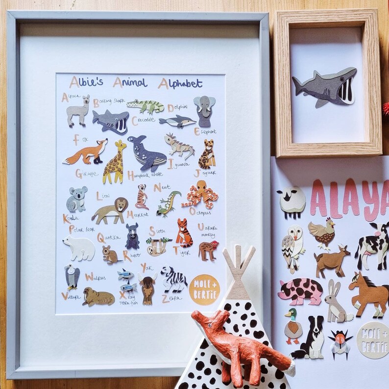 Animal Illustrations Handmade Paper Animals Original Paper Etsy