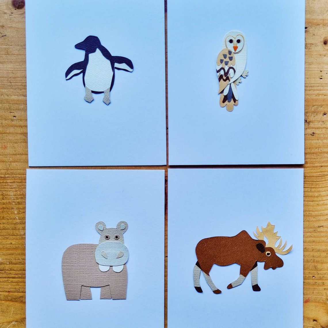 Animal Illustrations Handmade Paper Animals Original Paper Etsy