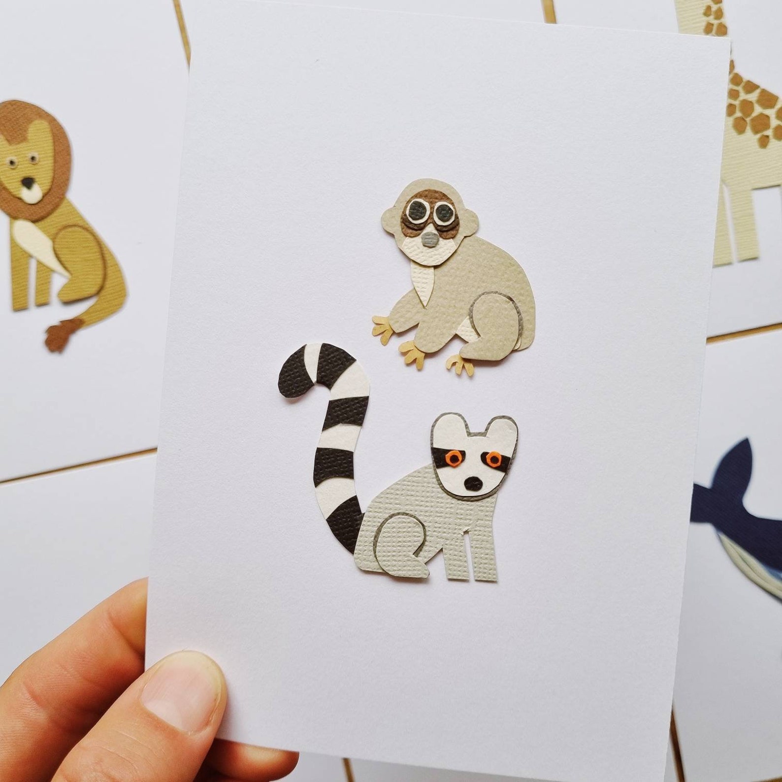 Animal Illustrations Handmade Paper Animals Original Paper Etsy