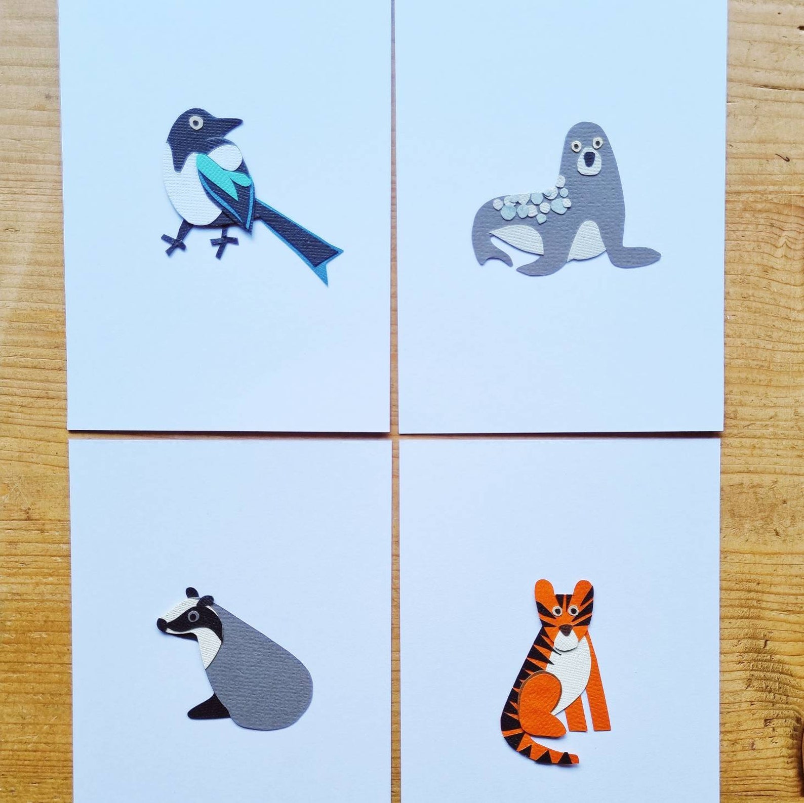 Animal Illustrations Handmade Paper Animals Original Paper Etsy