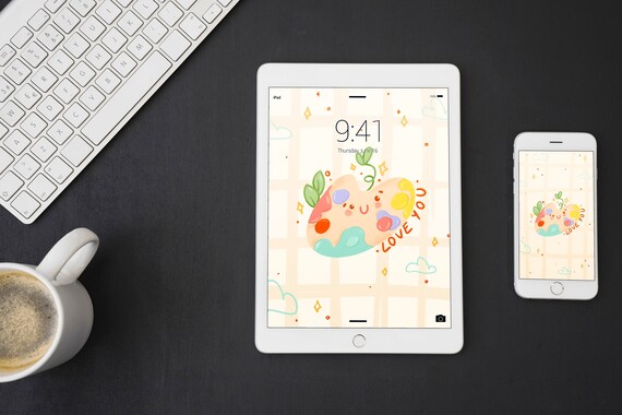 Bunny Digital Wallpaper Cute Phone Wallpaper Color Pallet Etsy