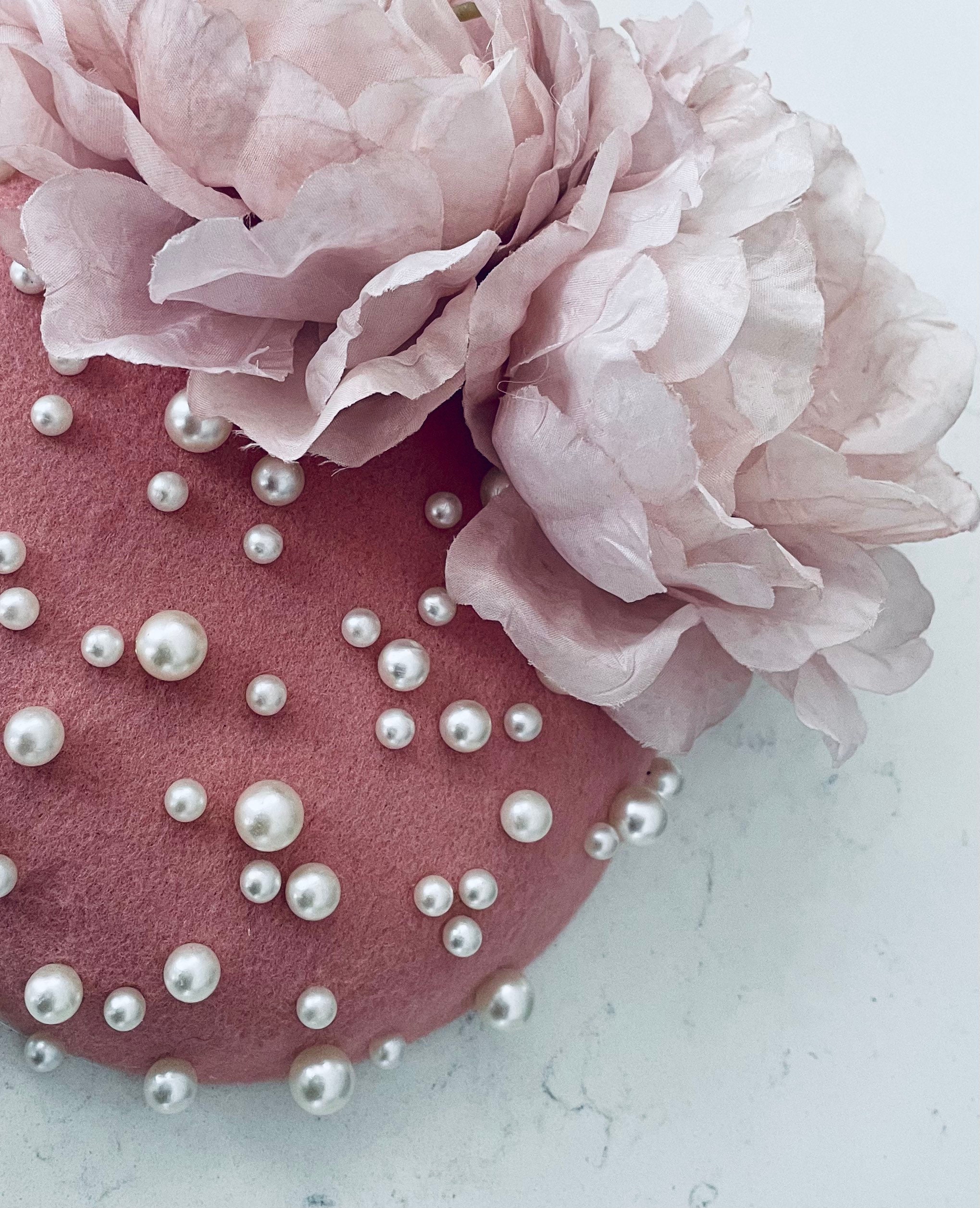 Statement Blush Vintage Rose Pink Pillbox Felt Wool Hat 