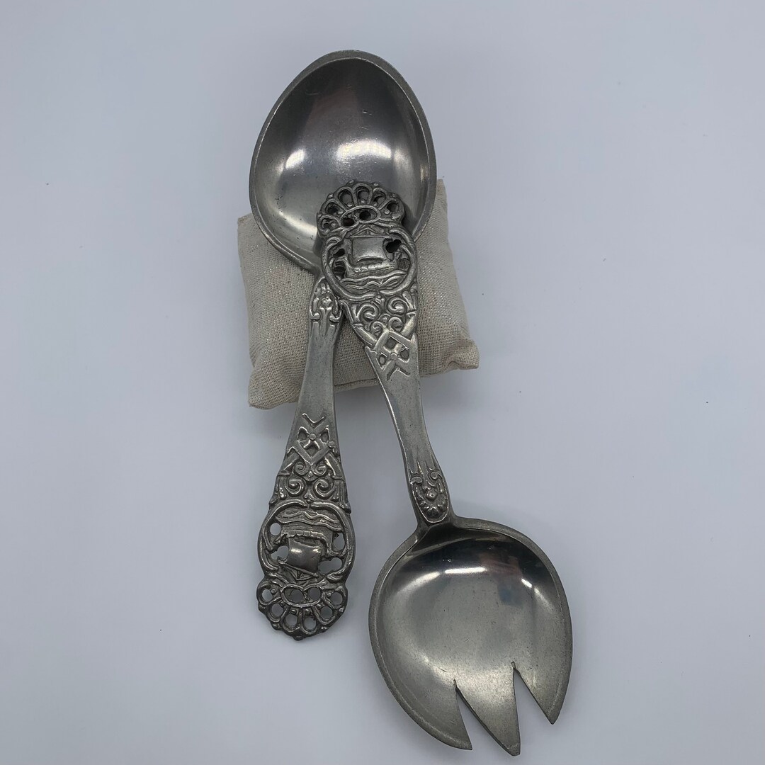 Norwegian Pewter Salad Serving Utensils O.M.L. TINN - Etsy